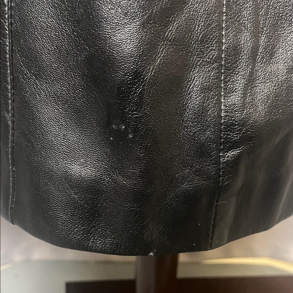 Léno Classic Black Leather Full Length Coat - Picture 10 of 17